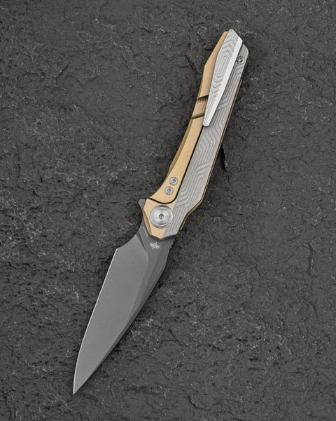 BESTECH WET NELLIE BT2505D Titanium Handle: 3.53" MagnaCut Blade Button Frame Lock