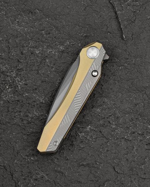 BESTECH WET NELLIE BT2505D Titanium Handle: 3.53" MagnaCut Blade Button Frame Lock
