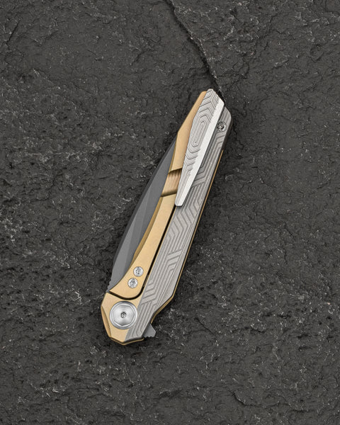 BESTECH WET NELLIE BT2505D Titanium Handle: 3.53" MagnaCut Blade Button Frame Lock