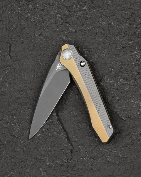 BESTECH WET NELLIE BT2505D Titanium Handle: 3.53" MagnaCut Blade Button Frame Lock