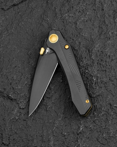 BESTECH WET NELLIE BT2505G Titanium Handle: 3.53" MC Blade Button Frame Lock