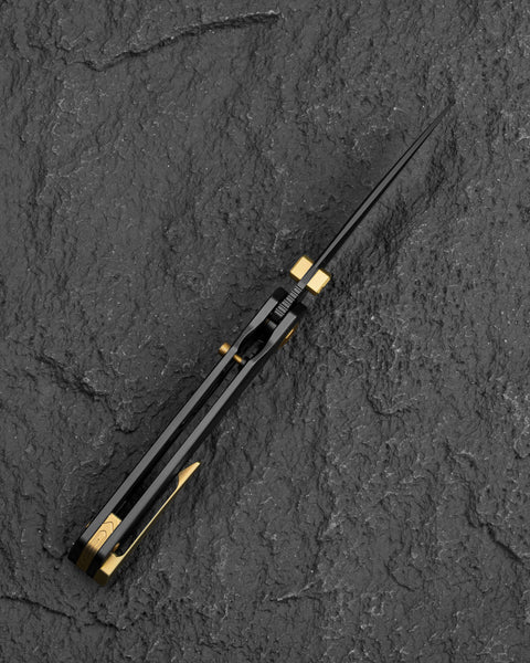 BESTECH WET NELLIE BT2505G Titanium Handle: 3.53" MC Blade Button Frame Lock