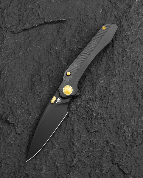 BESTECH WET NELLIE BT2505G Titanium Handle: 3.53" MC Blade Button Frame Lock