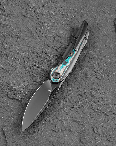 BESTECH SENU BT2601D Titanium with Camo Carbon Inlays Handle: 3.48" S90V Blade Frame Lock