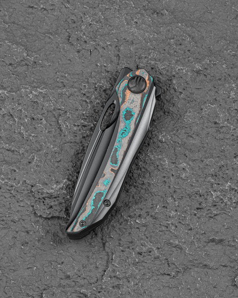 BESTECH SENU BT2601D Titanium with Camo Carbon Inlays Handle: 3.48" S90V Blade Frame Lock