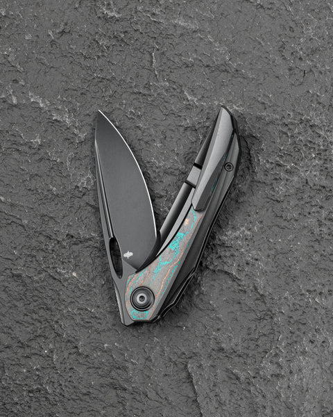 BESTECH SENU BT2601D Titanium with Camo Carbon Inlays Handle: 3.48" S90V Blade Frame Lock