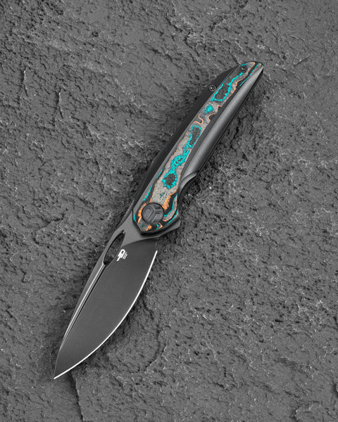 BESTECH SENU BT2601D Titanium with Camo Carbon Inlays Handle: 3.48" S90V Blade Frame Lock