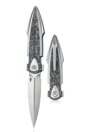 BESTECH IKA DAGGER BT2602A Titanium + Silver Marble Carbon Fiber Inlays Handle: 3.90