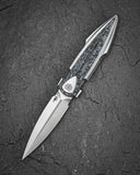BESTECH IKA DAGGER BT2602A Titanium + Silver Marble Carbon Fiber Inlays Handle: 3.90