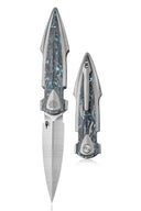 BESTECH IKA DAGGER BT2602B Titanium + Blue Marble Carbon Fiber Inlays Handle: 3.90