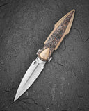 BESTECH IKA DAGGER BT2602C Titanium + Dark Matter Copper Fatcarbon Fiber Inlays Handle: 3.90