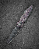 BESTECH IKA DAGGER BT2602F Titanium + Purple Haze Fatcarbon Fiber Inlays Handle: 3.90