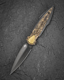 BESTECH IKA DAGGER BT2602H Titanium + Fatcarbon - Dark Matter Gold Inlays Handle: 3.90