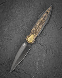 BESTECH IKA DAGGER BT2602H Titanium + Fatcarbon - Dark Matter Gold Inlays Handle: 3.90