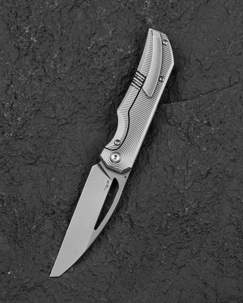 BESTECH MINI TAIPAN BT2603A Titanium Handle: 3.25'' Hollow Grinds MC Blade
