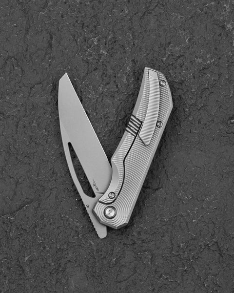 BESTECH MINI TAIPAN BT2603A Titanium Handle: 3.25'' Hollow Grinds MC Blade