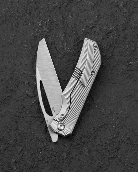 BESTECH MINI TAIPAN BT2603C Titanium Handle: 3.25'' Hollow Grinds MC Blade