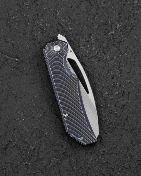 BESTECH MINI TAIPAN BT2603D-L Titanium Handle: 3.25'' Hollow Grinds MC Blade (Left-Hand Version)
