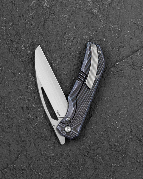 BESTECH MINI TAIPAN BT2603D Titanium Handle: 3.25'' Hollow Grinds MC Blade