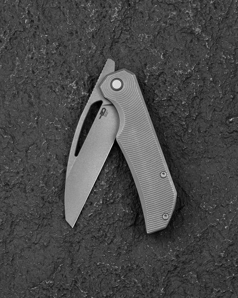 BESTECH MINI TAIPAN BT2603F Titanium Handle: 3.25'' Hollow Grinds MC Blade