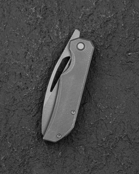 BESTECH MINI TAIPAN BT2603F Titanium Handle: 3.25'' Hollow Grinds MC Blade