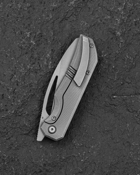 BESTECH MINI TAIPAN BT2603F Titanium Handle: 3.25'' Hollow Grinds MC Blade