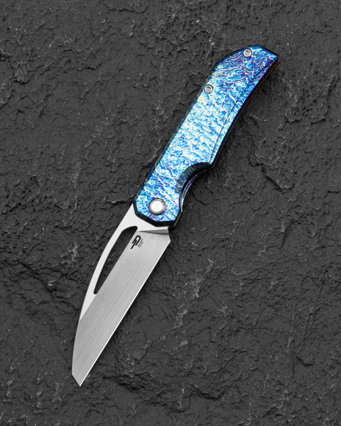 BESTECH MINI TAIPAN BT2603G Titanium Handle: 3.25'' Hollow Grinds MC Blade
