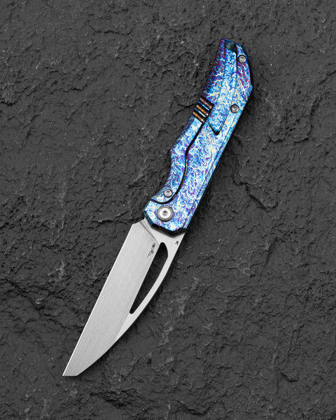BESTECH MINI TAIPAN BT2603G Titanium Handle: 3.25'' Hollow Grinds MC Blade