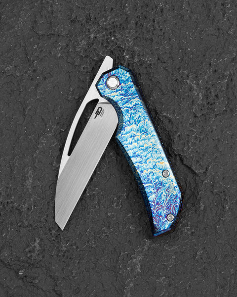 BESTECH MINI TAIPAN BT2603G Titanium Handle: 3.25'' Hollow Grinds MC Blade