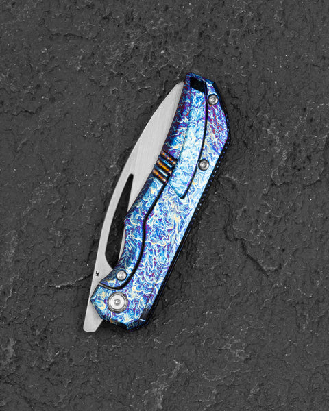 BESTECH MINI TAIPAN BT2603G Titanium Handle: 3.25'' Hollow Grinds MC Blade