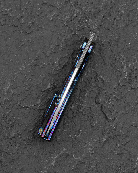 BESTECH MINI TAIPAN BT2603G Titanium Handle: 3.25'' Hollow Grinds MC Blade