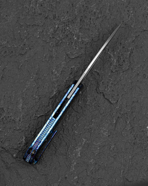 BESTECH MINI TAIPAN BT2603G Titanium Handle: 3.25'' Hollow Grinds MC Blade