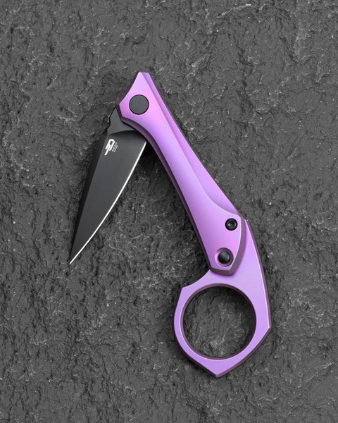 BESTECH DUCI BT2605G Titanium Handle: 1.97" CPM-20CV Blade, Flipper with Frame Lock, Removable Ring with Bottle Opener