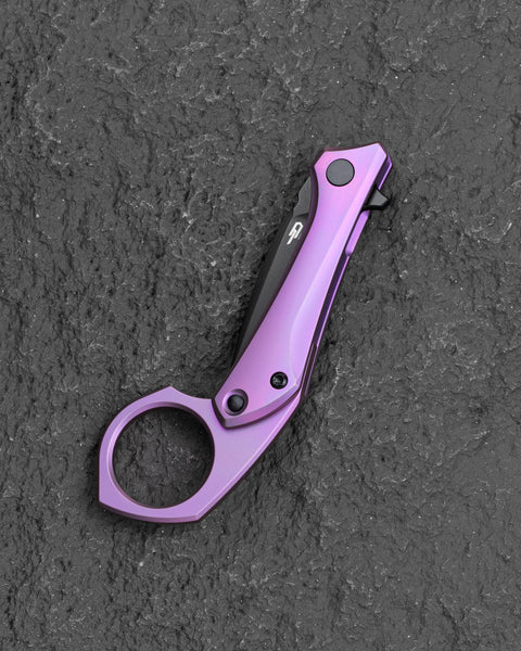 BESTECH DUCI BT2605G Titanium Handle: 1.97" CPM-20CV Blade, Flipper with Frame Lock, Removable Ring with Bottle Opener