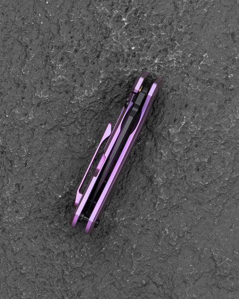 BESTECH DUCI BT2605G Titanium Handle: 1.97" CPM-20CV Blade, Flipper with Frame Lock, Removable Ring with Bottle Opener