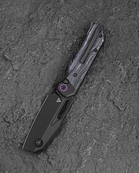 BESTECH NYRRDREKI BT2607B Titanium with G10 Inlays Handle: 3.08" M390 Blade, Thumb Hole, Front Flipper with Button Bolster Lock, Hollow Grind