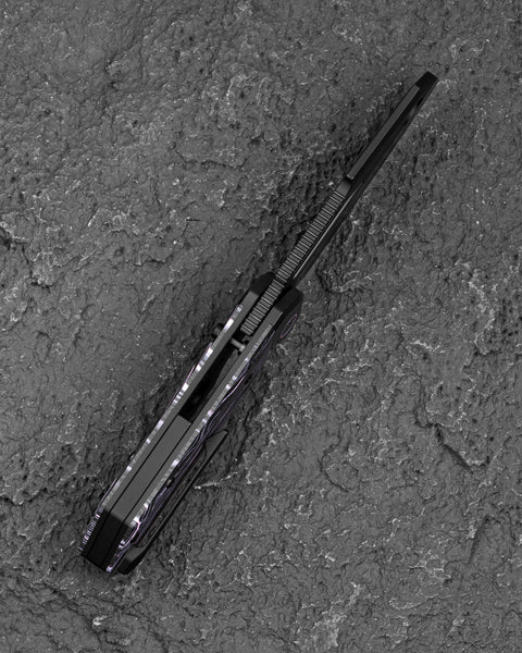BESTECH NYRRDREKI BT2607B Titanium with G10 Inlays Handle: 3.08" M390 Blade, Thumb Hole, Front Flipper with Button Bolster Lock, Hollow Grind