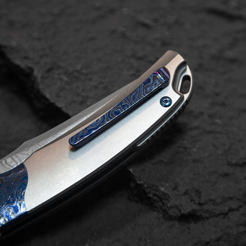 BESTECH SUPERNOVA BT2111E Grey Titanium Zirconium Timascus Bolster Handle: 3.07" Damasteel Blade