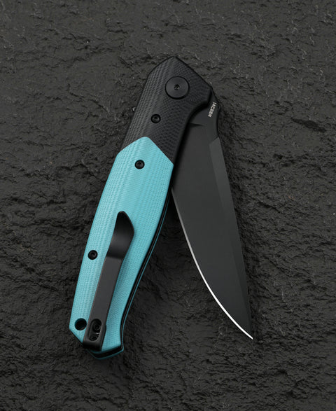 BESTECH SWORDFISH BG62E Black and Tiffany Blue G10 Handle 3.94" 14C28N Blade