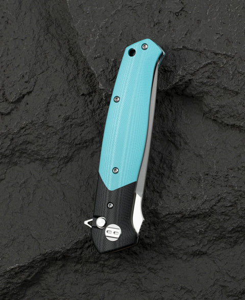 BESTECH SWORDFISH BG62F Black and Light Blue G10 Handle 3.94" 14C28N Blade
